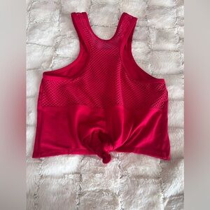 Bombshell Sportswear red mesh half top